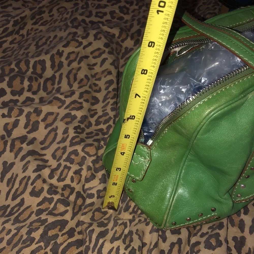 Micheal Kors Astor chartreuse green studded  Leather bag rare ,very clean